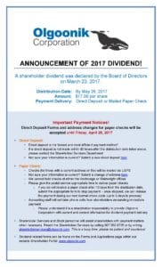 Announcement of Dividend